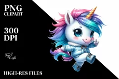Cute Unicorn Dancing in Winter, Vibrant PNG Product Image 1