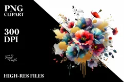Colorfull Bouquet Poppy | Sublimation | Clipart Product Image 1