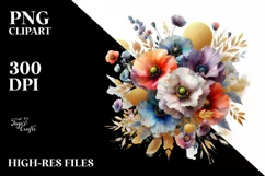 Colorfull Bouquet Poppy | Sublimation | Clipart Product Image 3