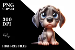 Baby Great Dane Cartoon Funny Looking Sublimation Clipart Product Image 1