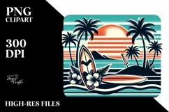 Tropical Beach Surf Retro Clipart| Sublimation | Clipart Product Image 3