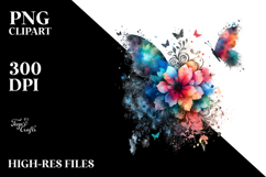 Colorful Grungy Butterfly Silhouette PNG Product Image 2