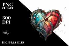 Stained Heart with Metalic Insertions PNG Product Image 2