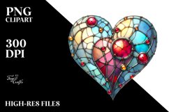 Stained Heart with Metalic Insertions PNG Product Image 2
