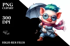 Cute Baby Pig Jumping PNG Product Image 1