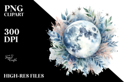 Abstract Moon Watercolor Sticker | Sublimation | Clipart Product Image 2
