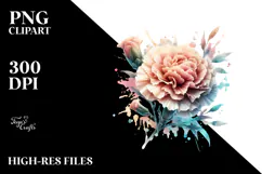 Carnation with Watercolor Splash, PNG Product Image 2