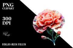 Carnation with Watercolor Splash, PNG Product Image 2