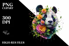 Vibrant Panda with Flowers PNG Product Image 3