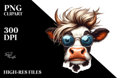 Funny Cow with Cool Hair PNG Product Image 2