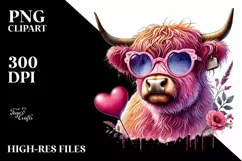 pink Highland Cow PNG Product Image 2