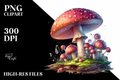Shiny Mushroom Watercolor Splash PNG Product Image 3