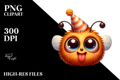 Ridiculously Cute Bee with Party Hat PNG Product Image 2