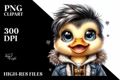 Cool Baby Duck in Winter, Cute PNG Product Image 1