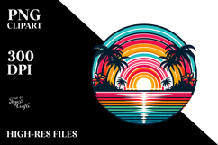 Retro Tropical Rainbow Sunset, PNG Product Image 2
