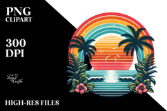 Retro Tropical Sunset PNG Product Image 2