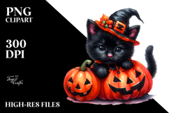 Cute Baby Black Cat Halloween Sublimation Clipart Product Image 2