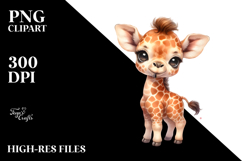 Digital Watercolor of Cute Baby Giraffe PNG Product Image 2