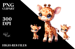 Digital Watercolor of Cute Baby Giraffe PNG Product Image 2