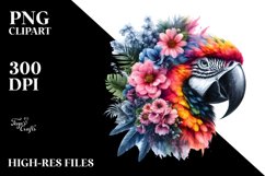 Artistic Vibrant Macaw with Flowers | Sublimation | Clipart Product Image 3