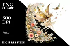 Whimsical Flowers,Baby Macaw | Clipart Product Image 3