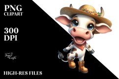 Cow with Sun Hat and Boots Standing Up | Clipart | Product Image 3