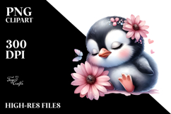 Digital Watercolor of Cute Baby Penguin PNG Product Image 2