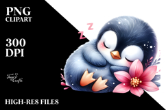 Digital Watercolor of Cute Baby Penguin PNG Product Image 2