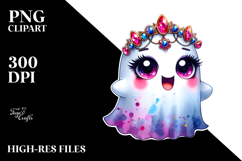Funny Cute Ghost with Glam Accessories PNG Product Image 2