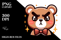 Sarcastic Bear with Bow Tie, Balanced Negative Space PNG Product Image 2