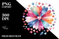 Colorful Simple Flower with Heart Petals PNG Product Image 2