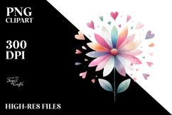 Colorful Simple Flower with Heart Petals PNG Product Image 2