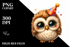 Shy Party Baby Owl Clipart Product Image 1