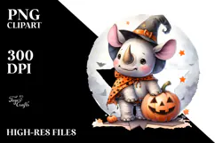 Cute Baby Rhino Halloween PNG Product Image 2