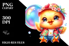 Smiling Baby Chicken Soap Bubble PNG Product Image 2
