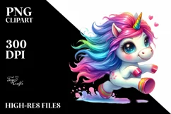Funny Cute Unicorn Clipart PNG Product Image 1