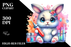 Vibrant Baby Rabbit Holding a Test Tube PNG Product Image 2