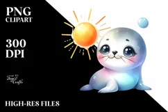 Colorful Baby Seal | Sublimation | Clipart Product Image 1