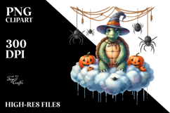 Halloween Turtle Sitting on Cloud PNG Product Image 2