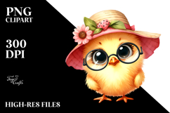 Funny Chick Portrait with Sun Hat | Sublimation | Clipart Product Image 2