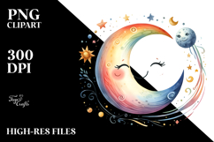 Colorful Half Moon Moon PNG Product Image 2