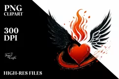 Simple Paintbrush Style Heart with Wings PNG Product Image 2