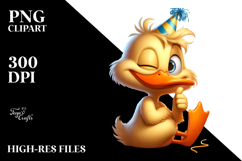 Silly Duck with Party Hat, Soft Drop Shadow PNG Product Image 2