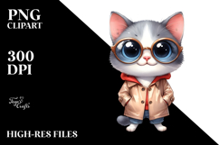 Watercolor Baby Cat Raincoat | Sublimation | Clipart Product Image 2