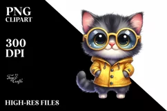 Watercolor Baby Cat Raincoat | Sublimation | Clipart Product Image 3