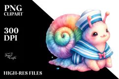 Baby Snail Sailor Suit Watercolor Clipart Product Image 2