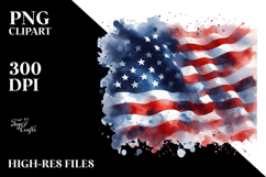Washed Watercolor USA Colors Flag PNG Product Image 2