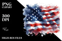 Washed Watercolor USA Colors Flag PNG Product Image 2