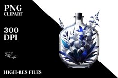 Abstract Glossy Bottle Filled with Lobelia Clipart Product Image 1