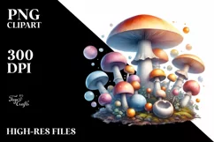Shiny Mushroom Watercolor Splash PNG Product Image 3